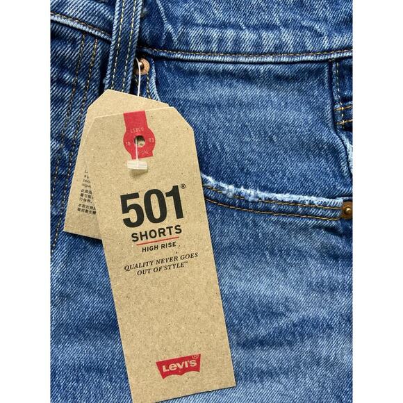 Levis 501 Red Tab Short Jeans Womens 24 High Rise Cut Off Summer Sexy Denim NWT - Picture 11 of 11